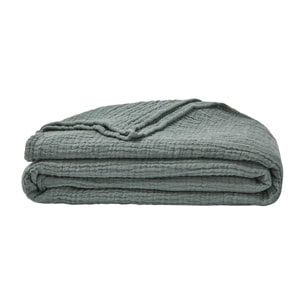 Couvre lit uni en gaze de coton, JAZZY, Sauge