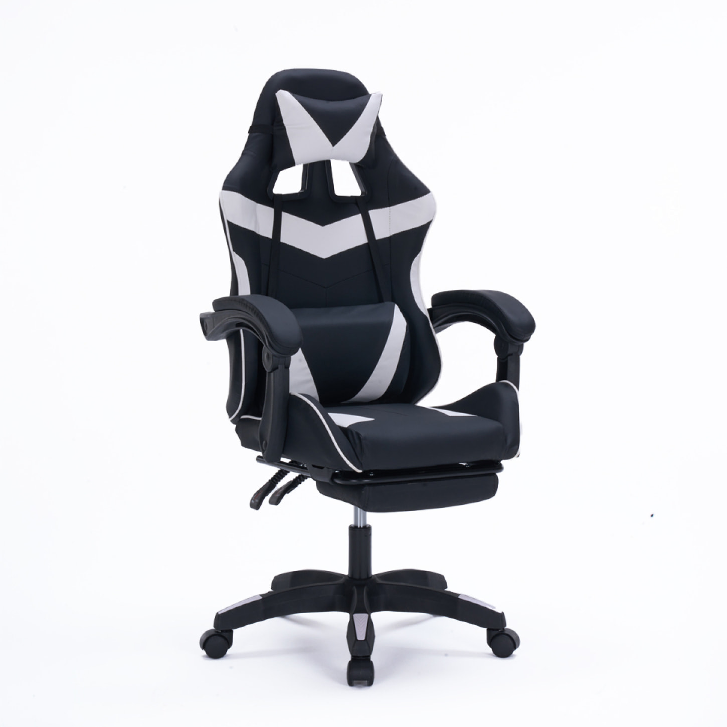 Chaise gaming de bureau ergonomique inclinable noir et blanc JOAO
