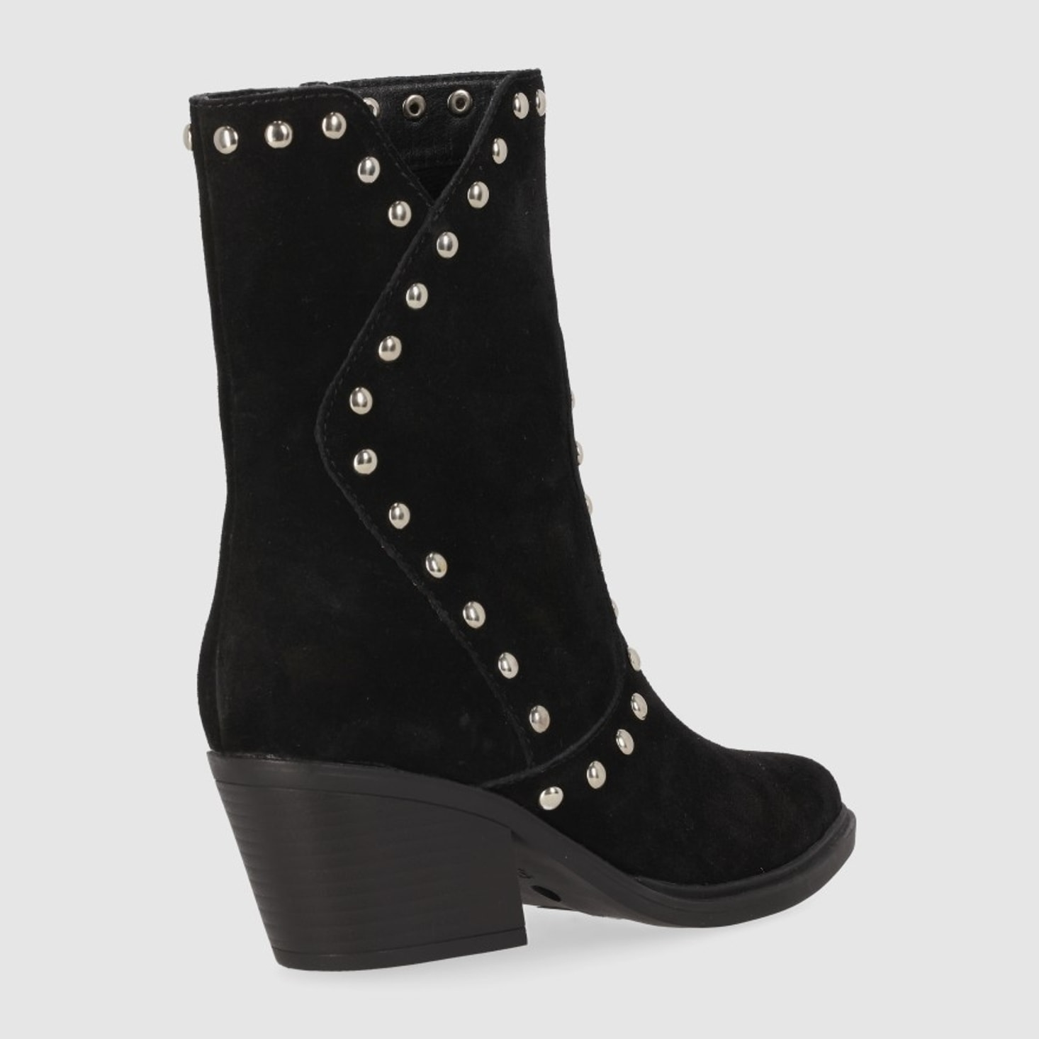 Botines de Serraje - Negro - Tacón: 5 cm
