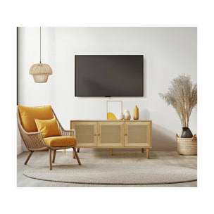 Buffet style cannage "Neuille" - 120 x 40 x 71.5 cm - Beige