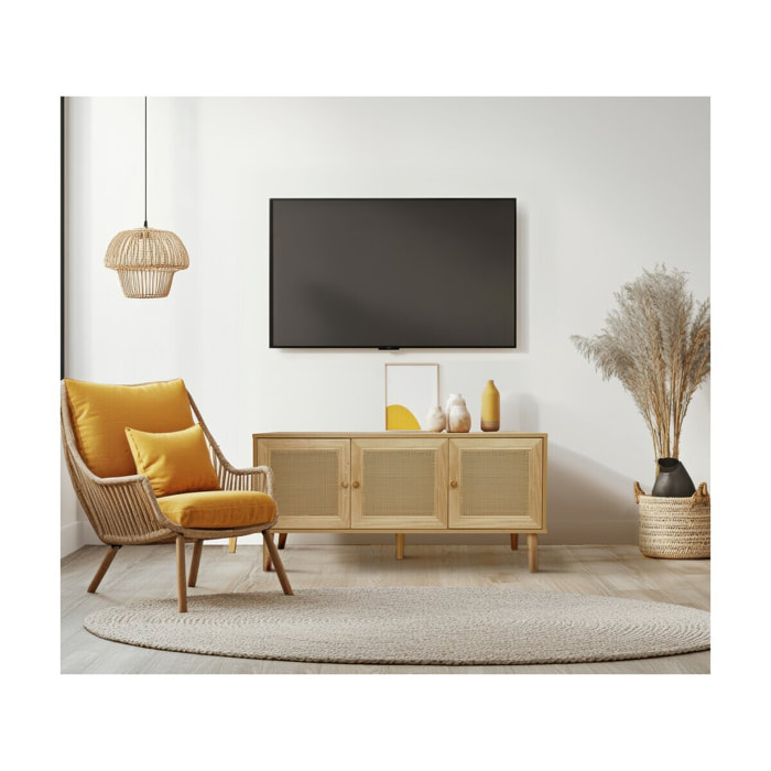 Buffet style cannage "Neuille" - 120 x 40 x 71.5 cm - Beige