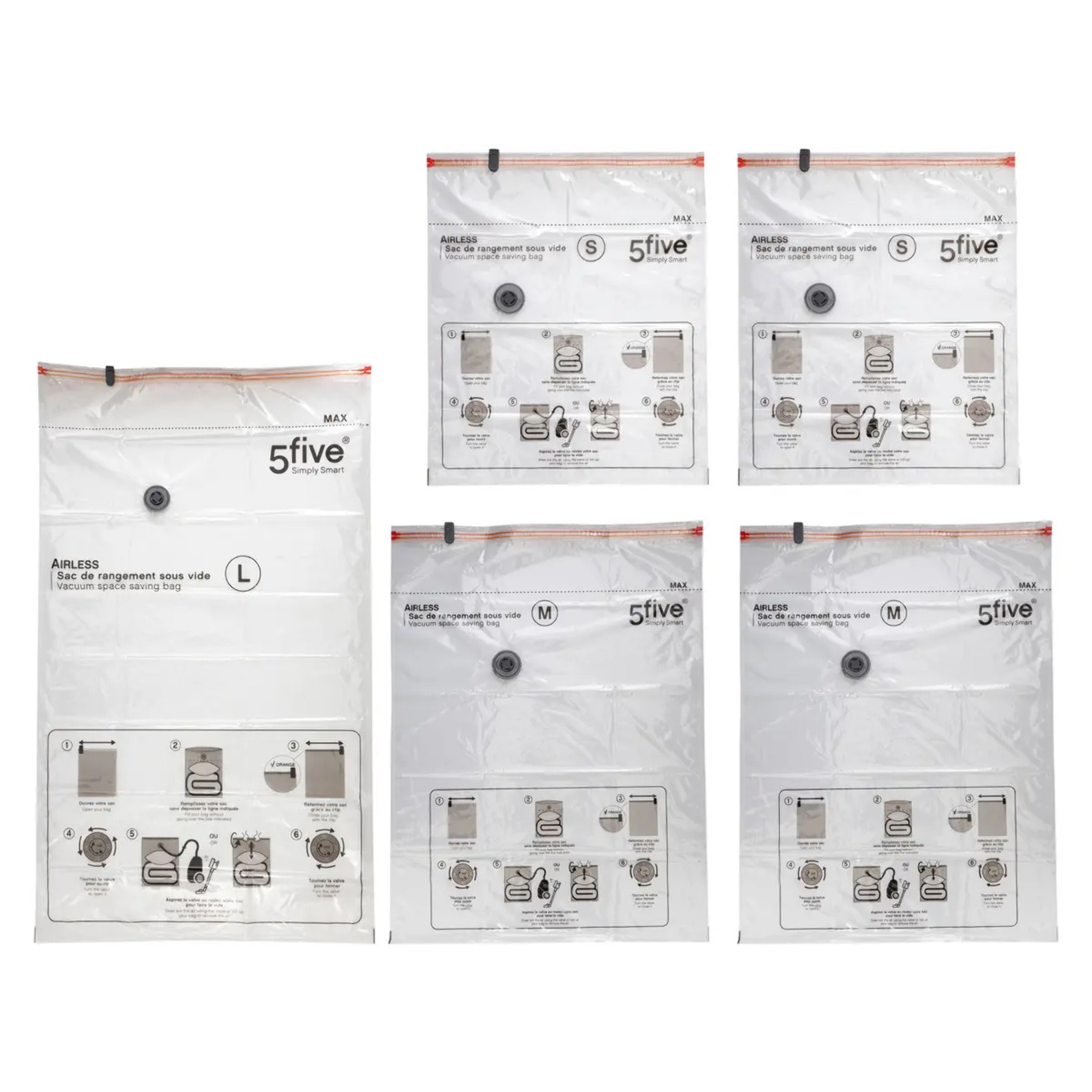 Lot de 5 sacs compresseur "Air-Flat"