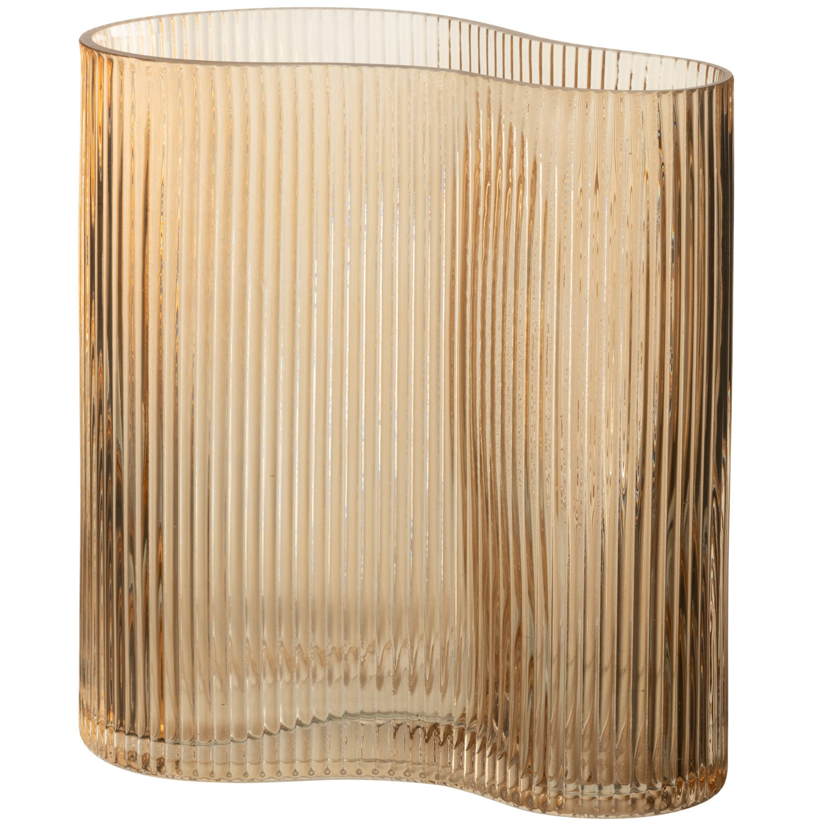 J-Line vase Rayé - verre - brun - large