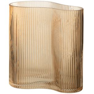 J-Line vase Rayé - verre - brun - large