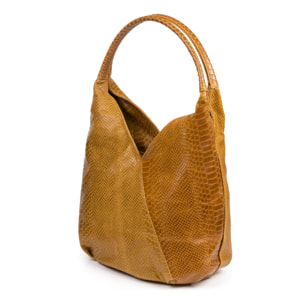 Jesi Borsa a spalla Donna.Pelle autentica Camoscio Inciso Serpente