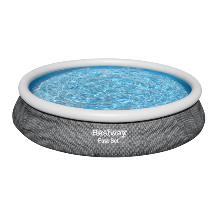 Bestway Piscine gonflable ronde Bestway Fast Set 457 x 84 cm effet rotin