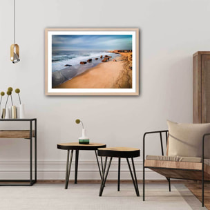 Affiche capbreton sud blocos vue du ciel Affiche + cadre en bois - Chêne