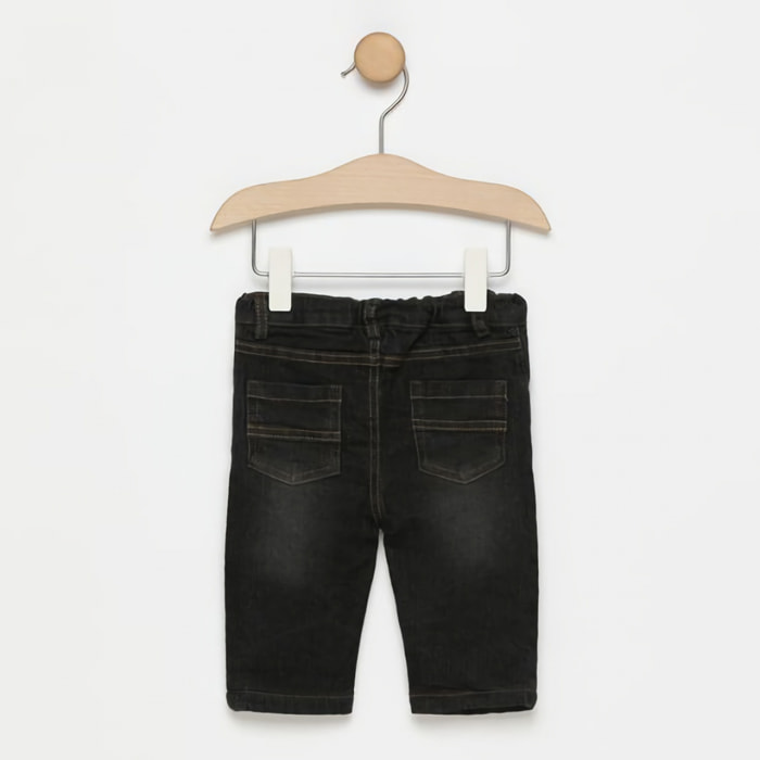 PANTALONE BLACK DENIM CUCITURE TABACCO