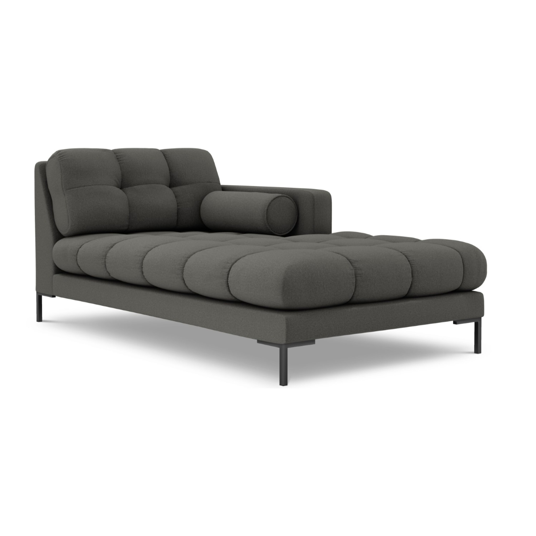 Méridienne droite "Bali" en tissu structurel gris foncé