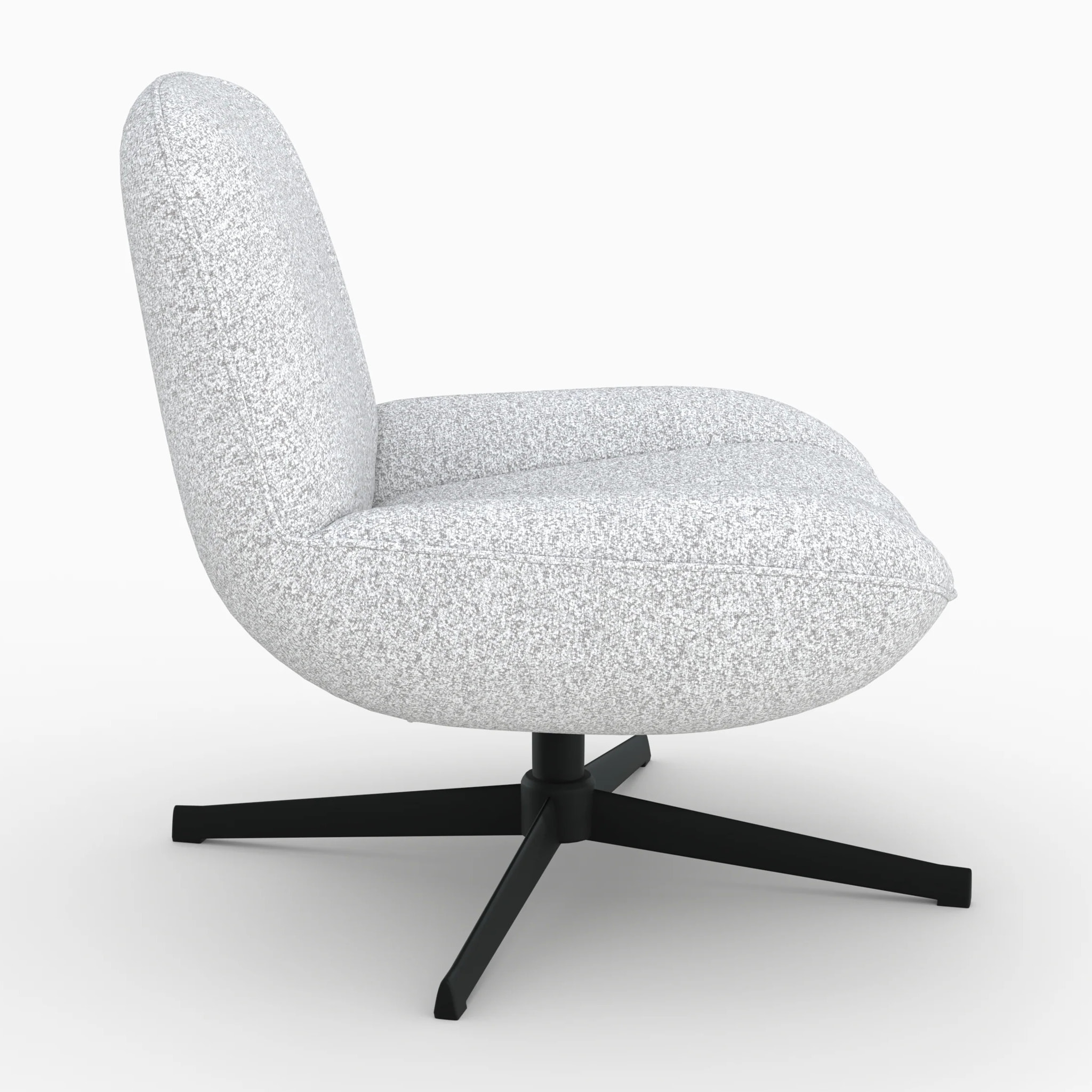 Fauteuil pivotant en tissu bouclé gris chiné - Elvis
