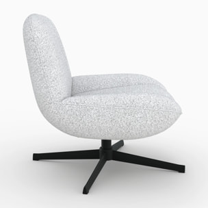Fauteuil pivotant en tissu bouclé gris chiné - Elvis