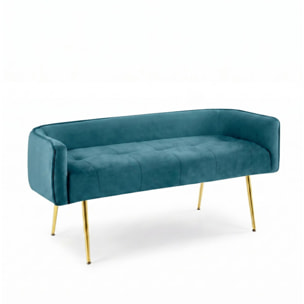 Divanetto Imbottito in Effetto Velluto con Braccioli e Gambe in Acciaio, Seduta Elegante dal Design Moderno per Camera da Letto, Ingresso, Soggiorno e Studio