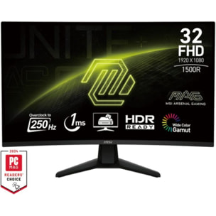 Ecran PC Gamer MSI MAG 32C6X 32" Incurvé 1500R Full HD 250Hz VA HDR10 Adaptive-Sync