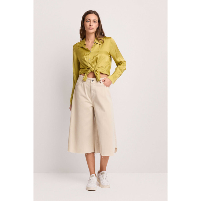Kocca - Camicia in viscosa con nodo Donna, Tinta unita, Colletto di camicia