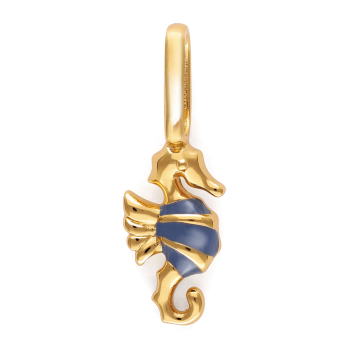 Charm Caballito de Mar Azul Baño Oro