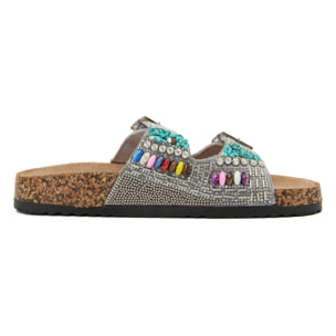 Sandali Donna colore Argentato-Altezza tacco:1cm