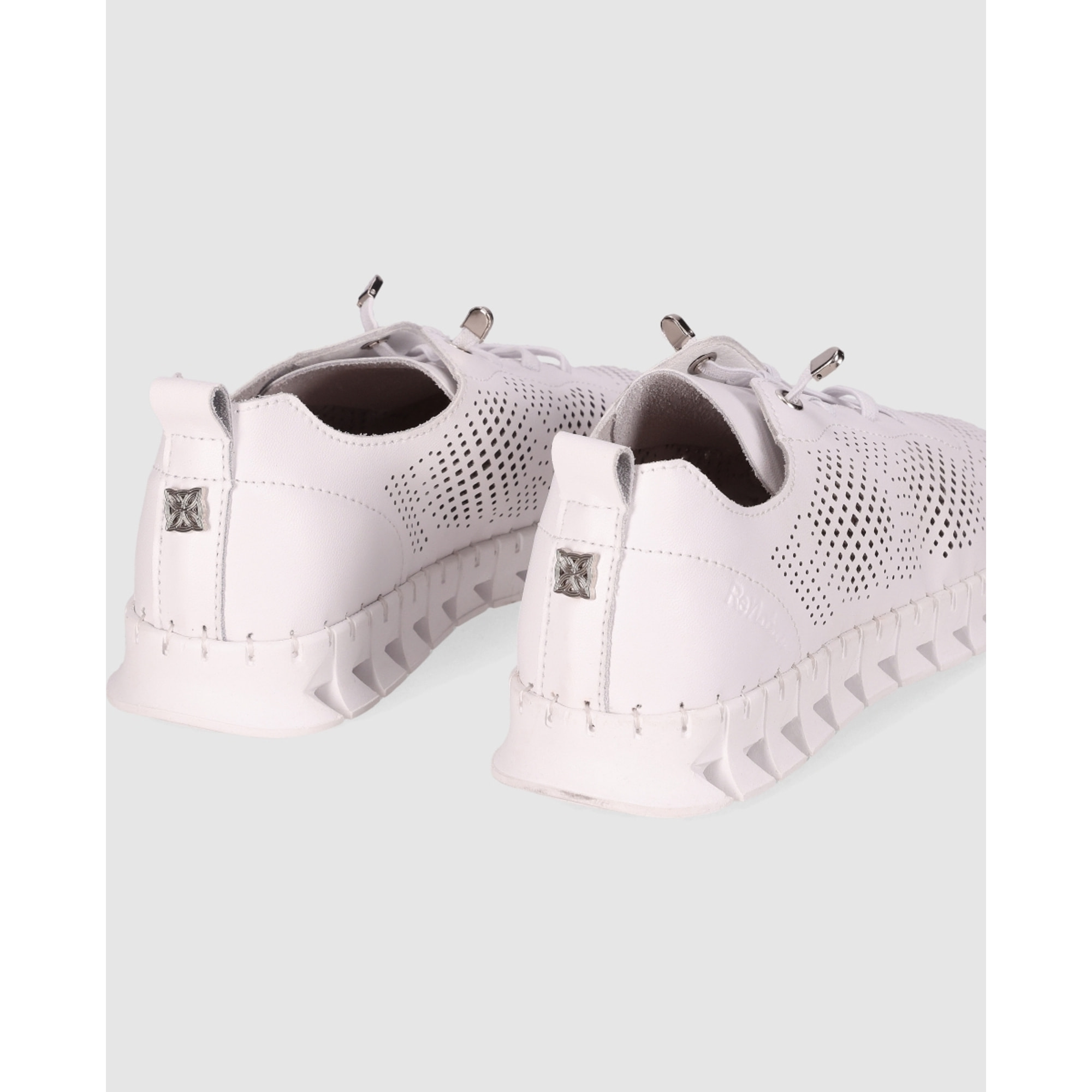 Zapatos de Piel - Blanco - Tacón: Bajo