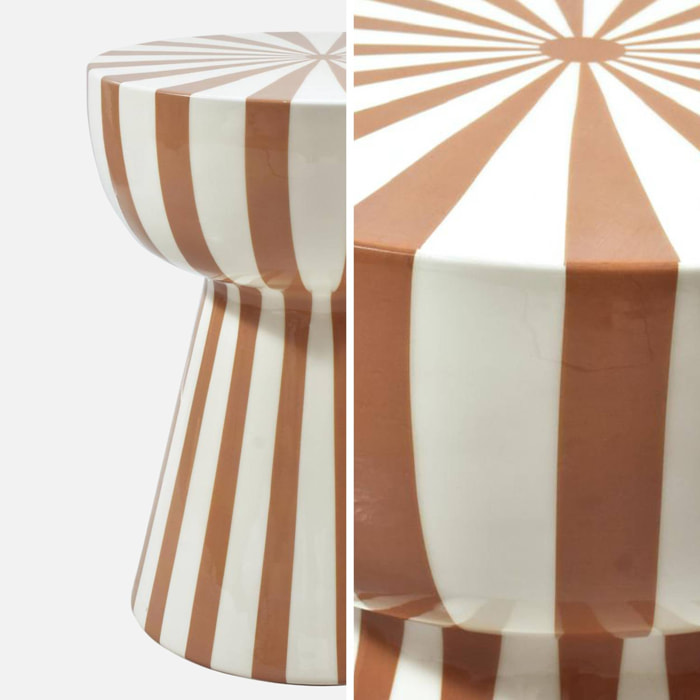 Table d'appoint, bout de canapé, table de chevet, acier émaillé rayures bicolores Ø34 x H41cm ZIGGY