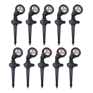 FORLIGHT TIDIAN (10uds) Foco Proyector de Exterior para Jardín IP65. Con Pincho para Césped. Para Bombilla GU10. Color Negro