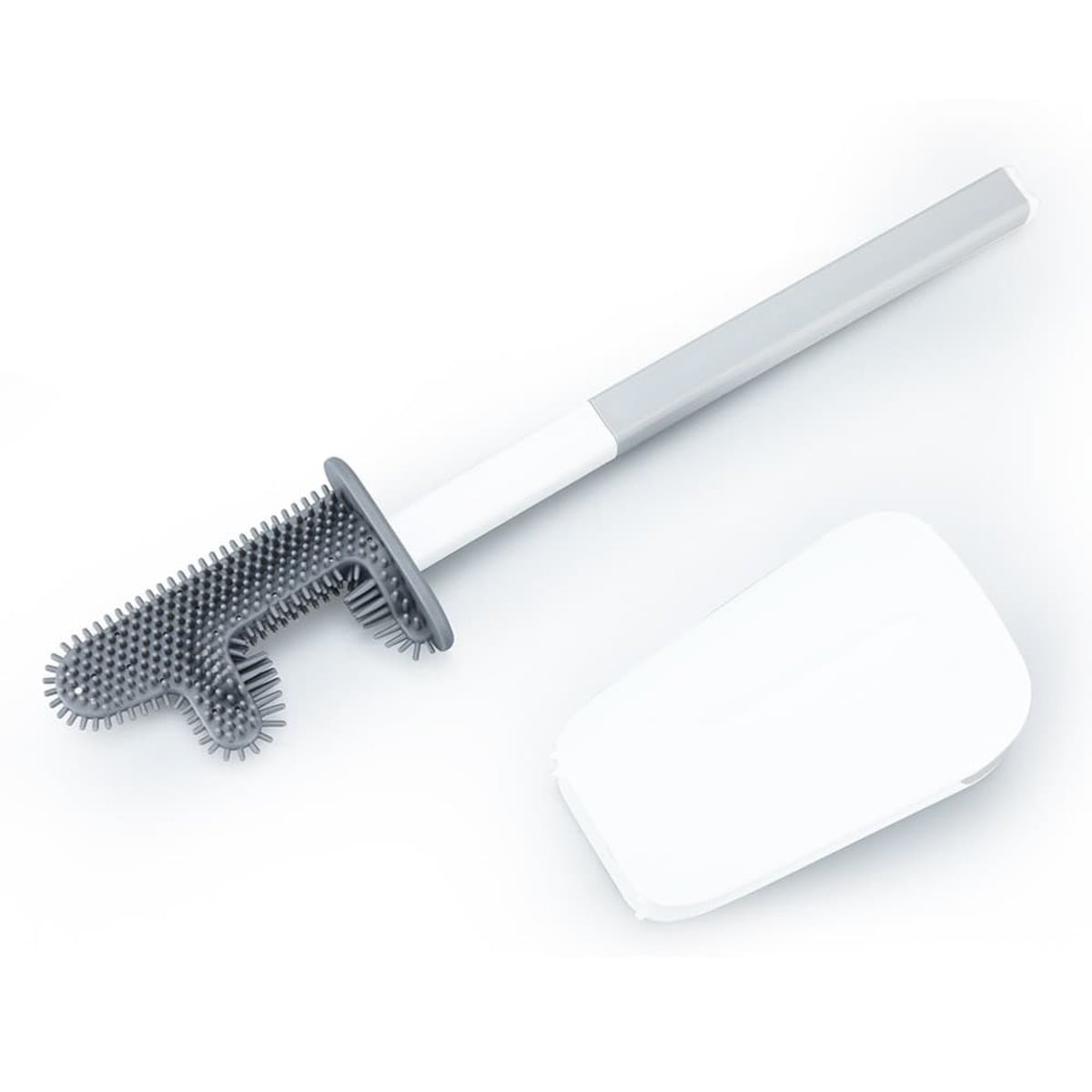 Brosse WC légère adhésive, murale ou à poser, sans perçage, plastique, blanc mat (SATDSTETKA3M)