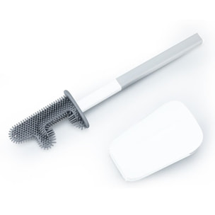 Brosse WC légère adhésive, murale ou à poser, sans perçage, plastique, blanc mat (SATDSTETKA3M)