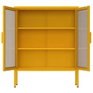 Vetrina in metallo 2 ante con ripiani 80x38x100h cm senape - Pop