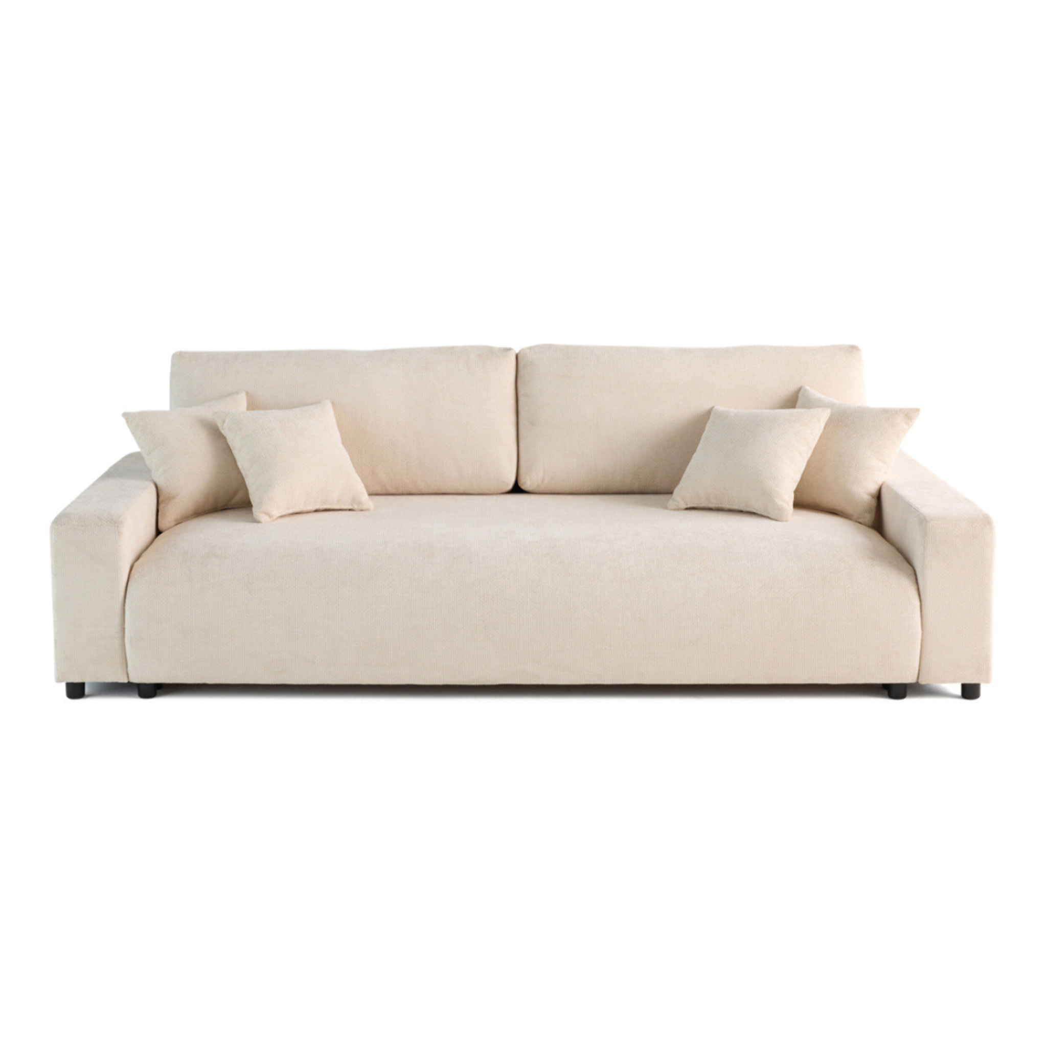 Pivoine - canapé droit 3 places - convertible avec coffre - en velours texturé - Beige