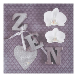 Toile imprimée "Fleurs" - bois - 28x28 cm