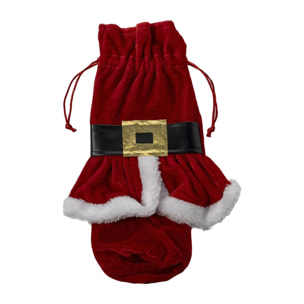 DAM Borsa per vino con design del costume di Babbo Natale. 15x1x28 cm. colore rosso