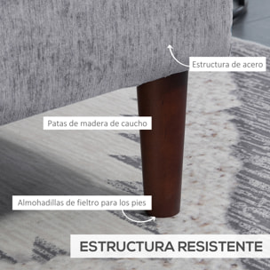 Sofá Esquinero de 3 Plazas Tapizado en Chenilla, Sofá Chaise Longue en Forma de L con Patas de Madera y Reposabrazos, Estilo Moderno, para Salón, 215x142x88 cm, Gris