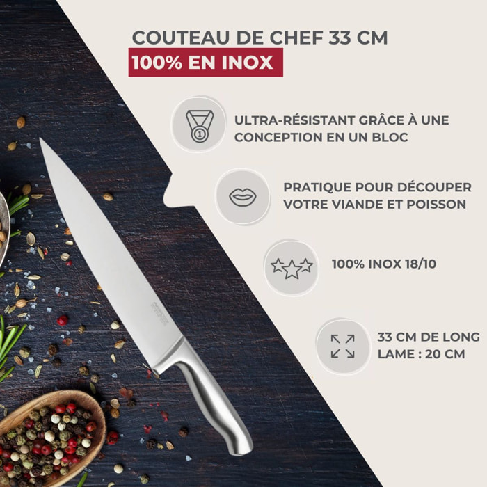 Ensemble de 2 Couteaux de chef 33 cm en inox Nirosta Star