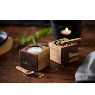 Set de 2 mini bols avec cuiller en acacia