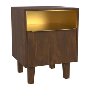 Table de chevet en bois et métal, 1 tiroir et 1 porte - Taiko