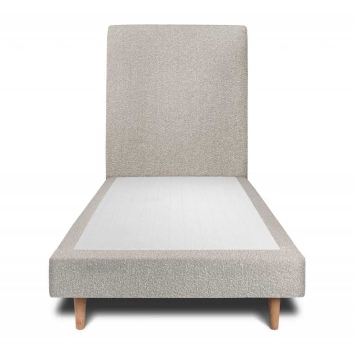 Lit avec tête de lit tapissée bouclette et sommier tapissier ep14