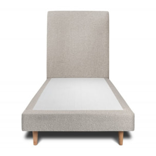 Lit avec tête de lit tapissée bouclette et sommier tapissier ep14