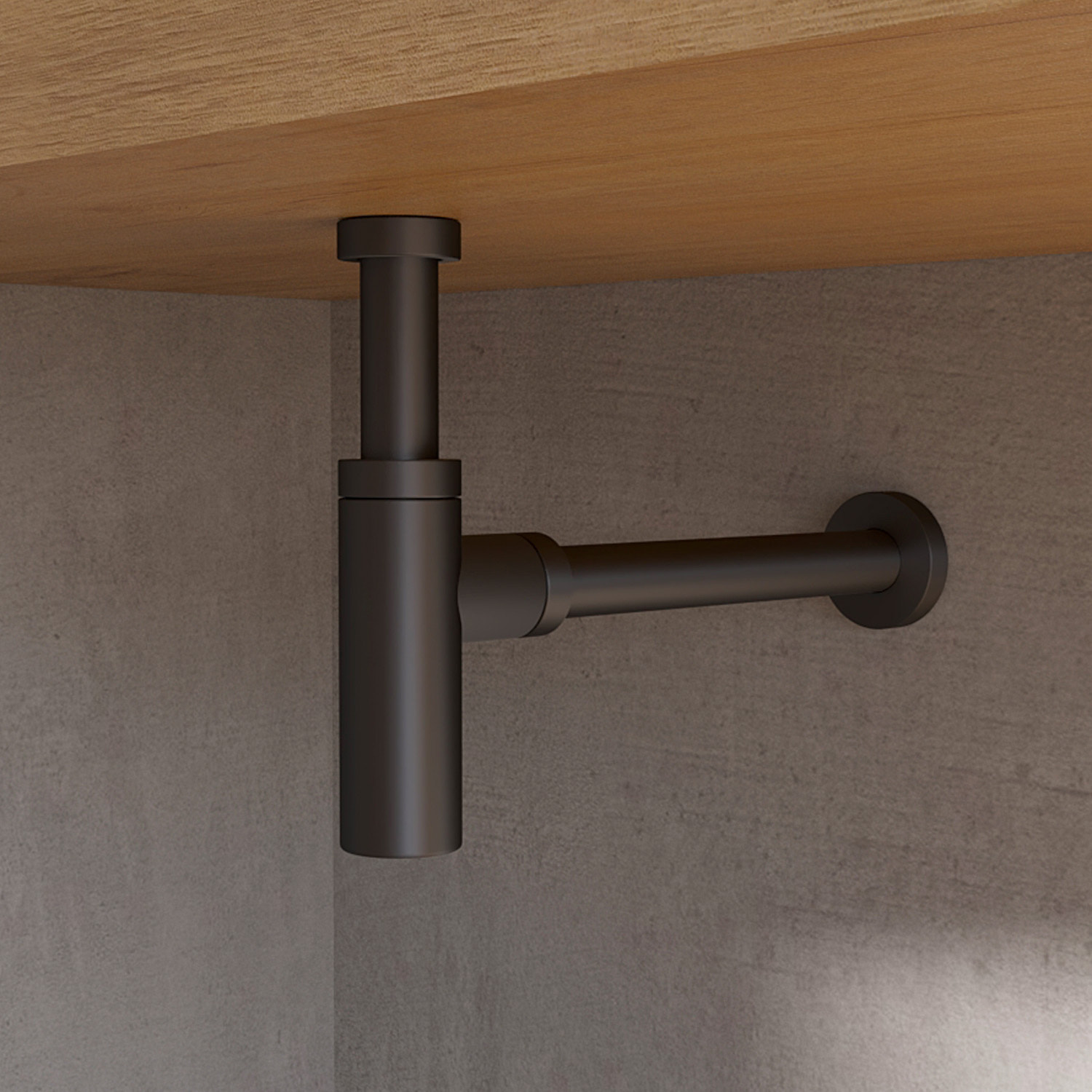 Sifone Di Scarico Tondo Universale In Ottone Nero Opaco Scarico Lavabo 1"1/4 G Altezza 12,5 Cm Bagno Elegante E Resistente Contro Cattivi Odori