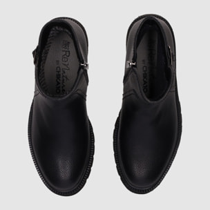 Botines de Piel - Negro - Tacón: Bajo