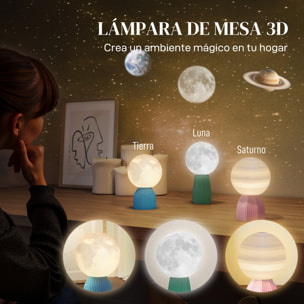 Juego de 3 Lámparas de Mesita de Noche 3D Lámparas de Mesa con 3 Colores Brillo Ajustable en 10 Niveles Conexión USB para Hogar Oficina Dormitorio Blanco