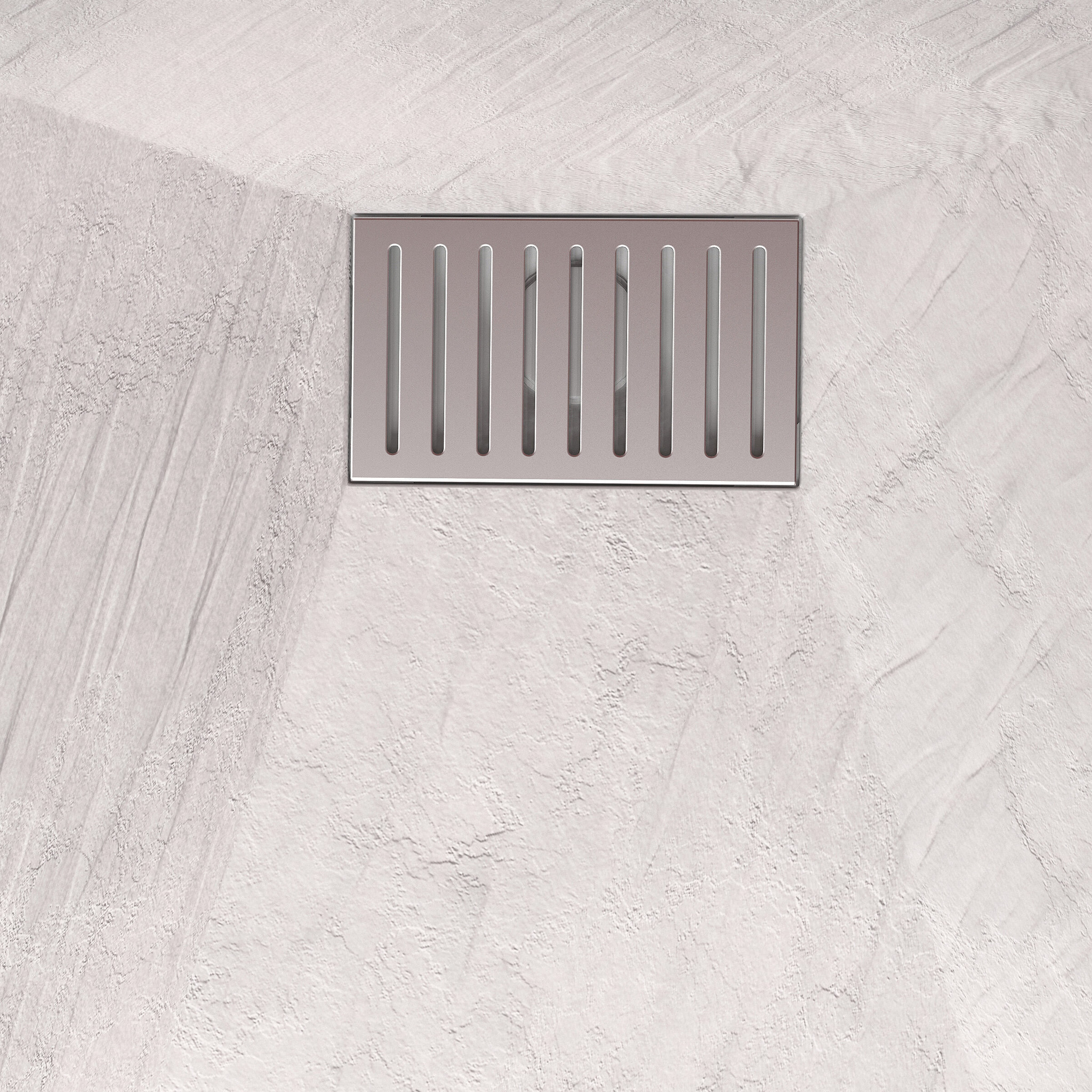 Receveur de douche Blanc Effet Pierre 80x120 cm et Grille décor Linéaire en Inox
