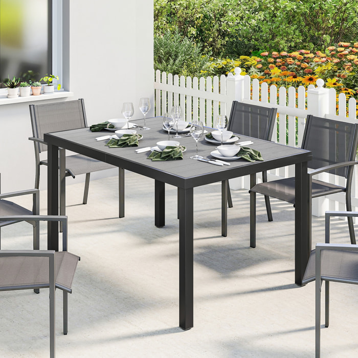 Mesa de Comedor de Jardín Rectangular, Mesa de Terraza Exterior 140x90x74 cm, con Estructura de Acero y Encimera Desmontable de WPC de Listones, Carga 50 kg, para Patio, Balcón, Gris