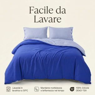 Parure copripiumino singolo in cotone bicolore morbido e traspirante, set sacco copripiumino con federa, design semplice ed elegante, tessuto resistente e certificato OEKO-TEX, facile da lavare, comfort naturale per uso quotidiano
