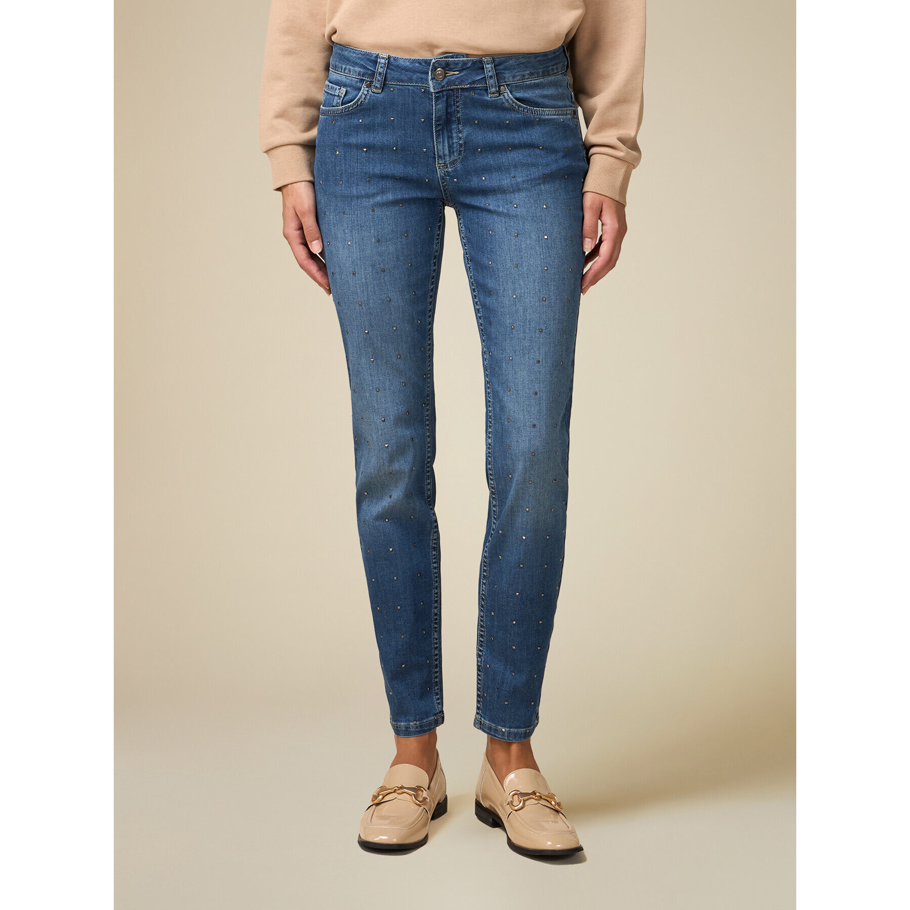 Oltre - Vaqueros skinny con tachuelas aplicadas - Azul