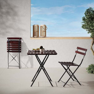 Mesa de Jardín Plegable Agata de Madera y Metal Negro