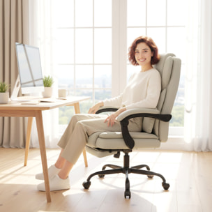 Fauteuil de bureau manager inclinable repose-pieds beige