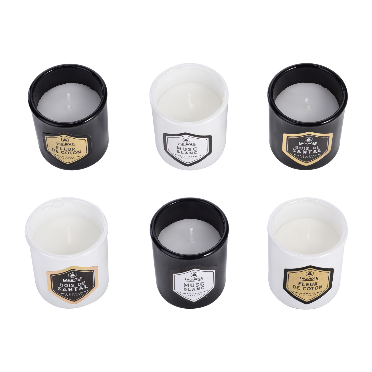 Coffret de 6 bougies parfumées - bois de santal & fleur de coton - 180g