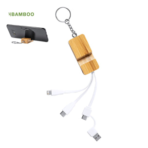 Cavo caricabatterie multifunzione in bambù naturale Micro USB, tipo C e Lightning 5 V CC 2,4 A