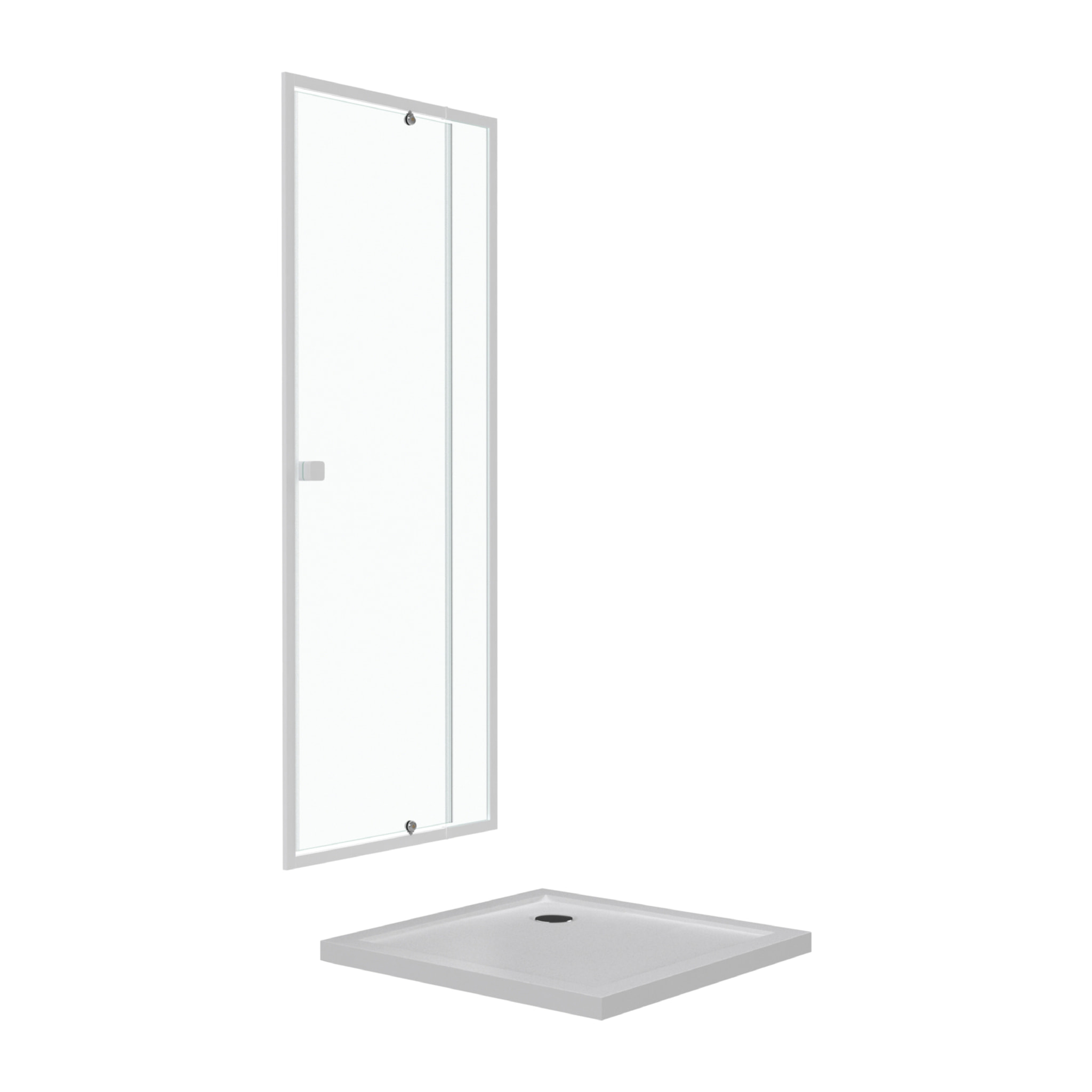 Pack porte de douche pivotante blanc de 78 à 90x185cm + receveur 80x80 - WHITY PIVOT