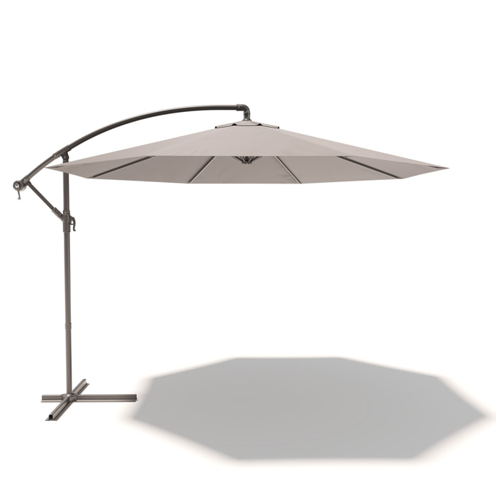 Ombrellone 3x3 M Decentrato Retrattile Braccio Rotabile Chiusura Manovella Giardino Piscina In Acciaio Inossidabile Telo 180 g/m2 Impermeabile Grigio