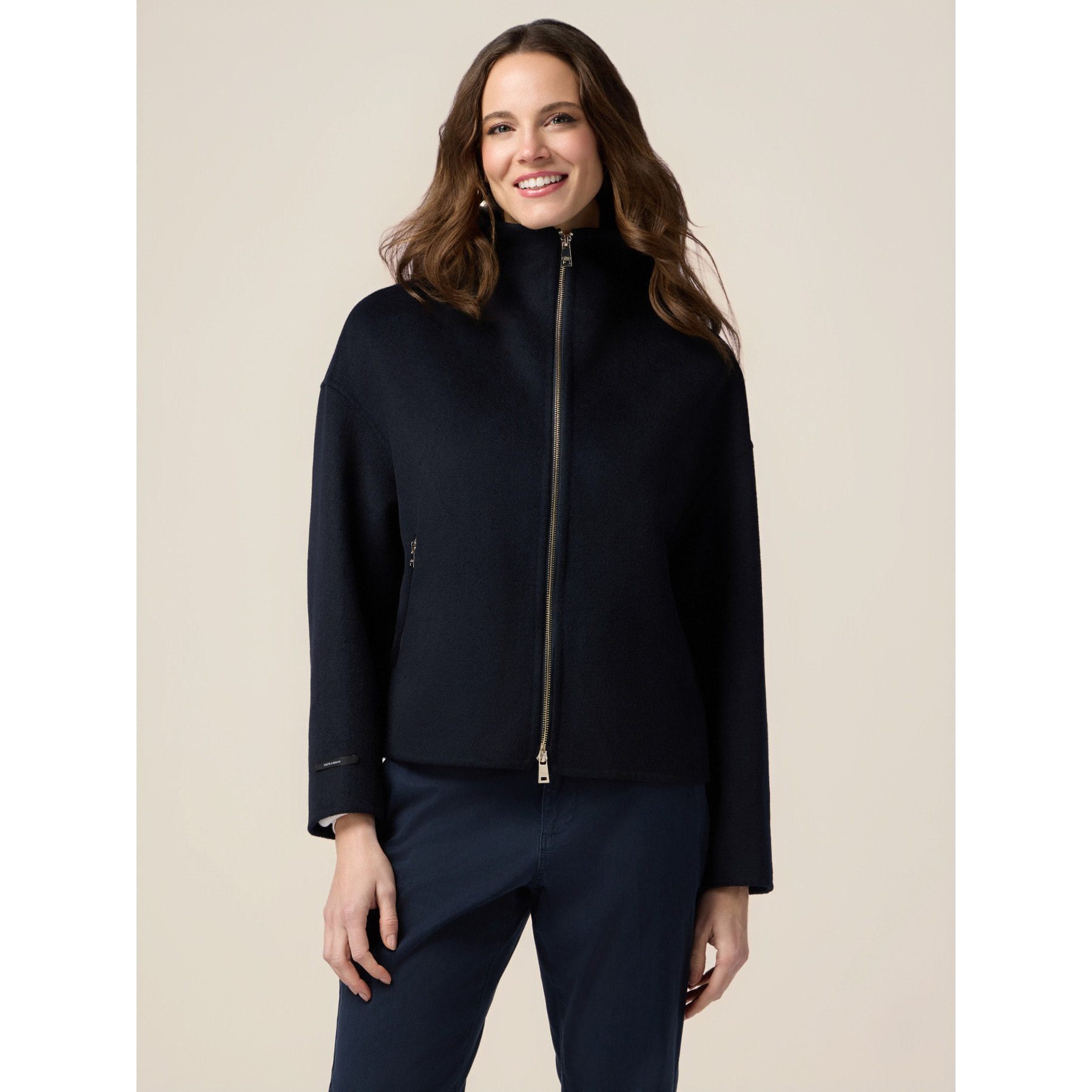 Oltre - Giubbotto in panno misto lana - Blu