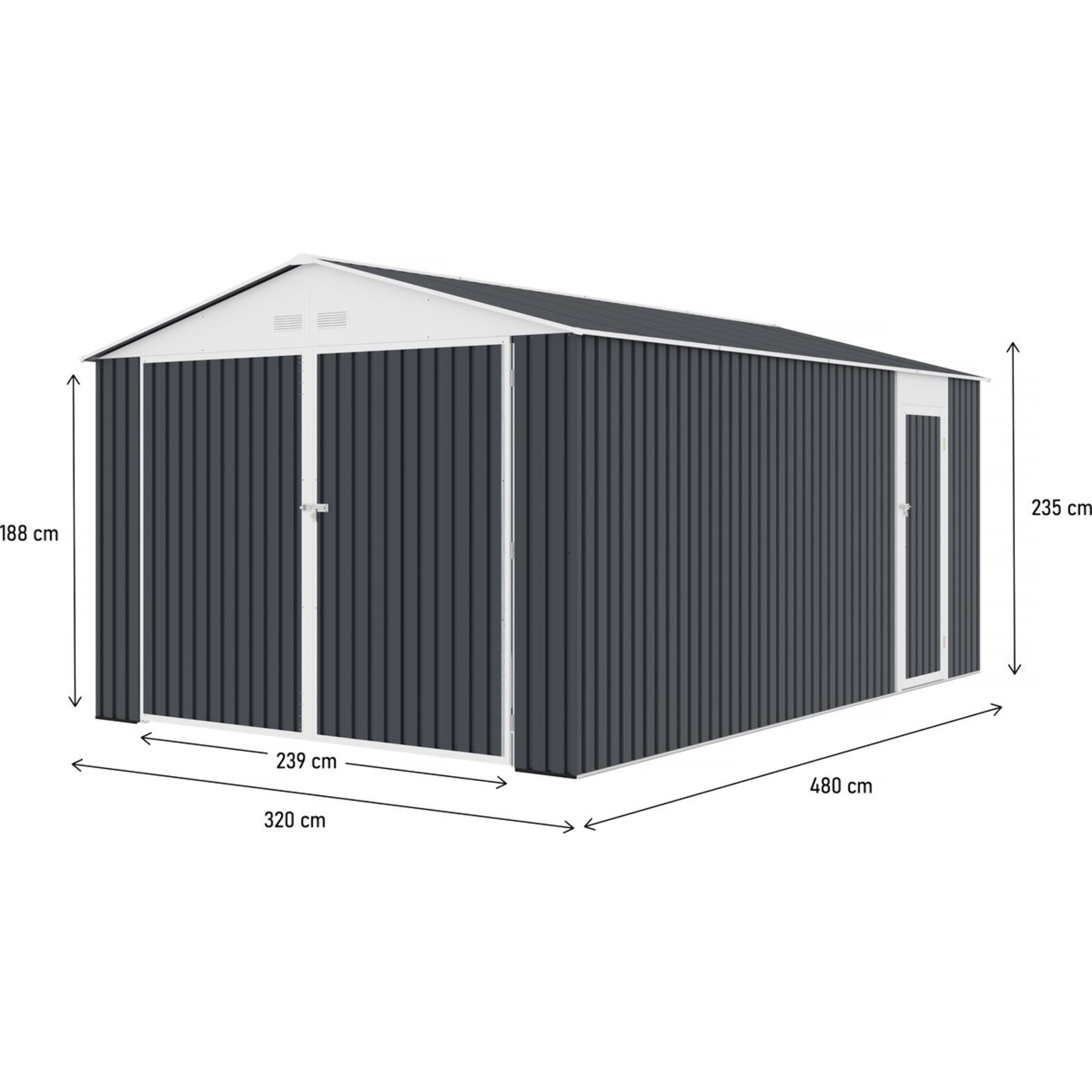 Garage métal "Houston" 15,36 m² - Anthracite